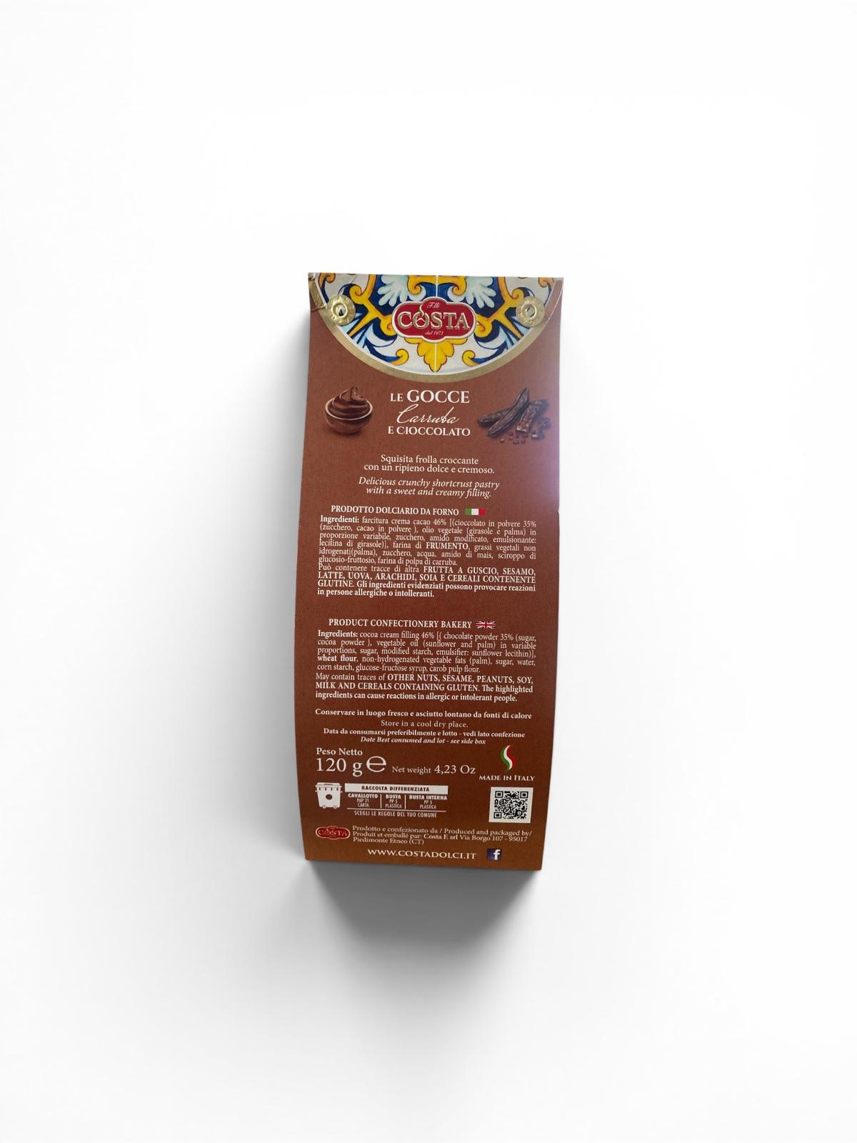Gocce al cioccolato e carruba Chocolate and carob drops 120g