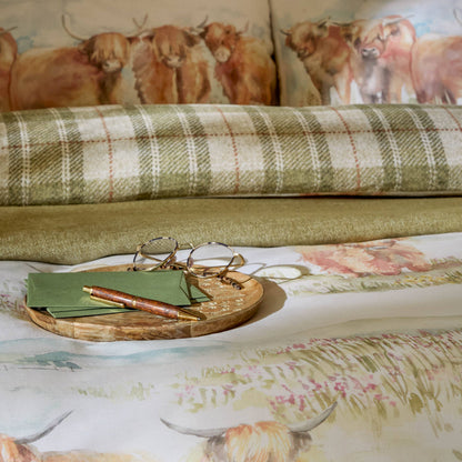 Highland Cattle 100% Cotton Reversible Duvet Cover Set Multi: Multicolour / King