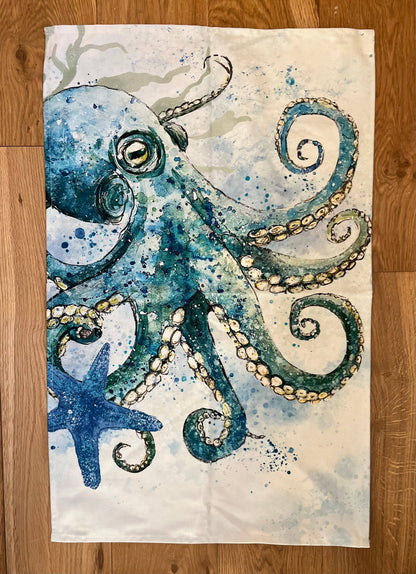 Blue Octopus Tea Towel