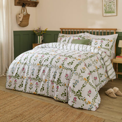 Olivia Reversible 100% Cotton Duvet Cover Set Green: Green