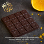 Luscious Orange. Dark chocolate with orange. Vegan. 50g bar