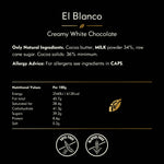 El Blanco. Creamy white chocolate. 50g bar