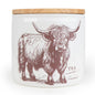 Tea Storage Jar with Wooden Lid - Highland Cow