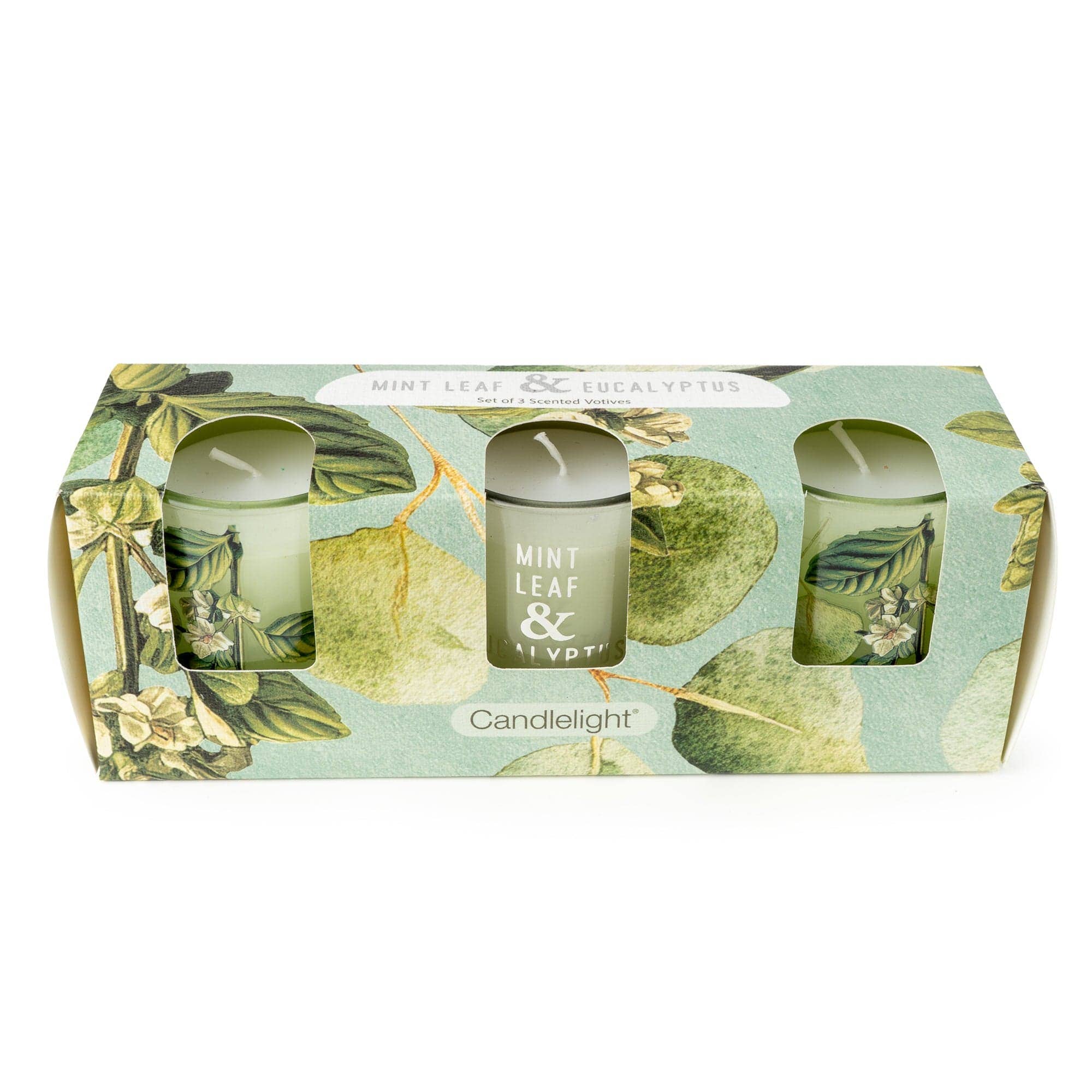 Set of 3 Votive Candles - Mint Leaf & Eucalyptus