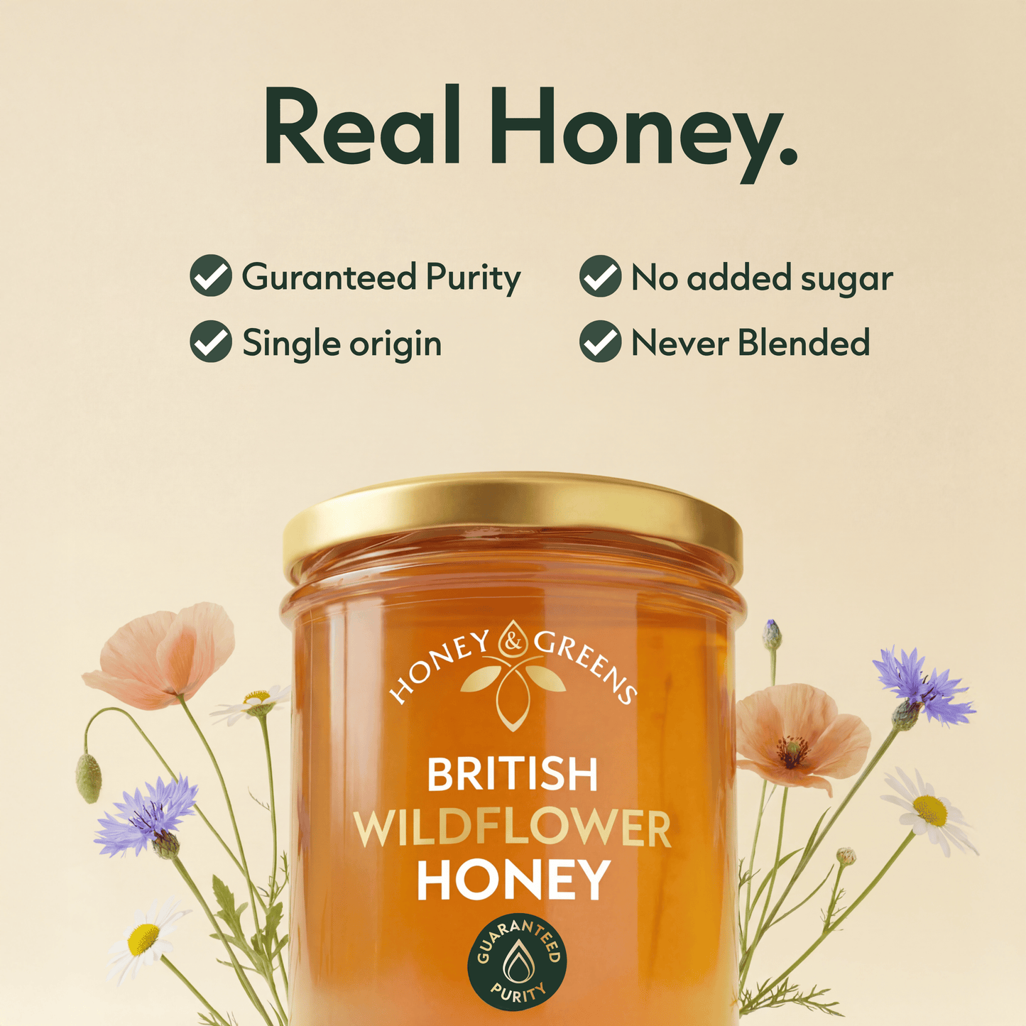 British Raw Wildflower Honey - Lab Tested & Certified