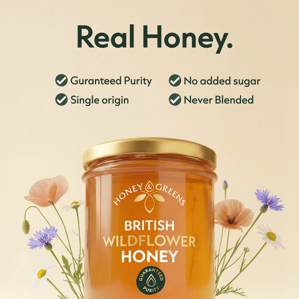 British Raw Wildflower Honey - Lab Tested & Certified