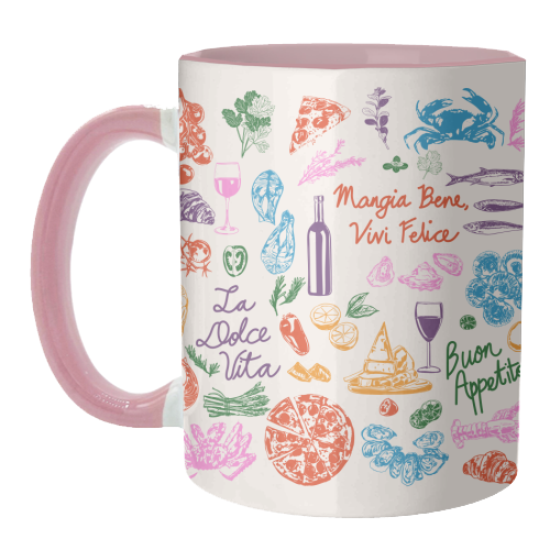 Mugs 'Italian Foodie Doodles – La Dolce Vita Pizza Pasta W: Mug Premium 11oz