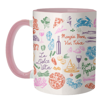 Mugs 'Italian Foodie Doodles – La Dolce Vita Pizza Pasta W: Mug Premium 11oz