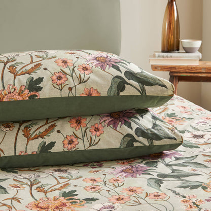 Wallflower Botanical Duvet Cover Set Celadon Green: Celadon Green / Single