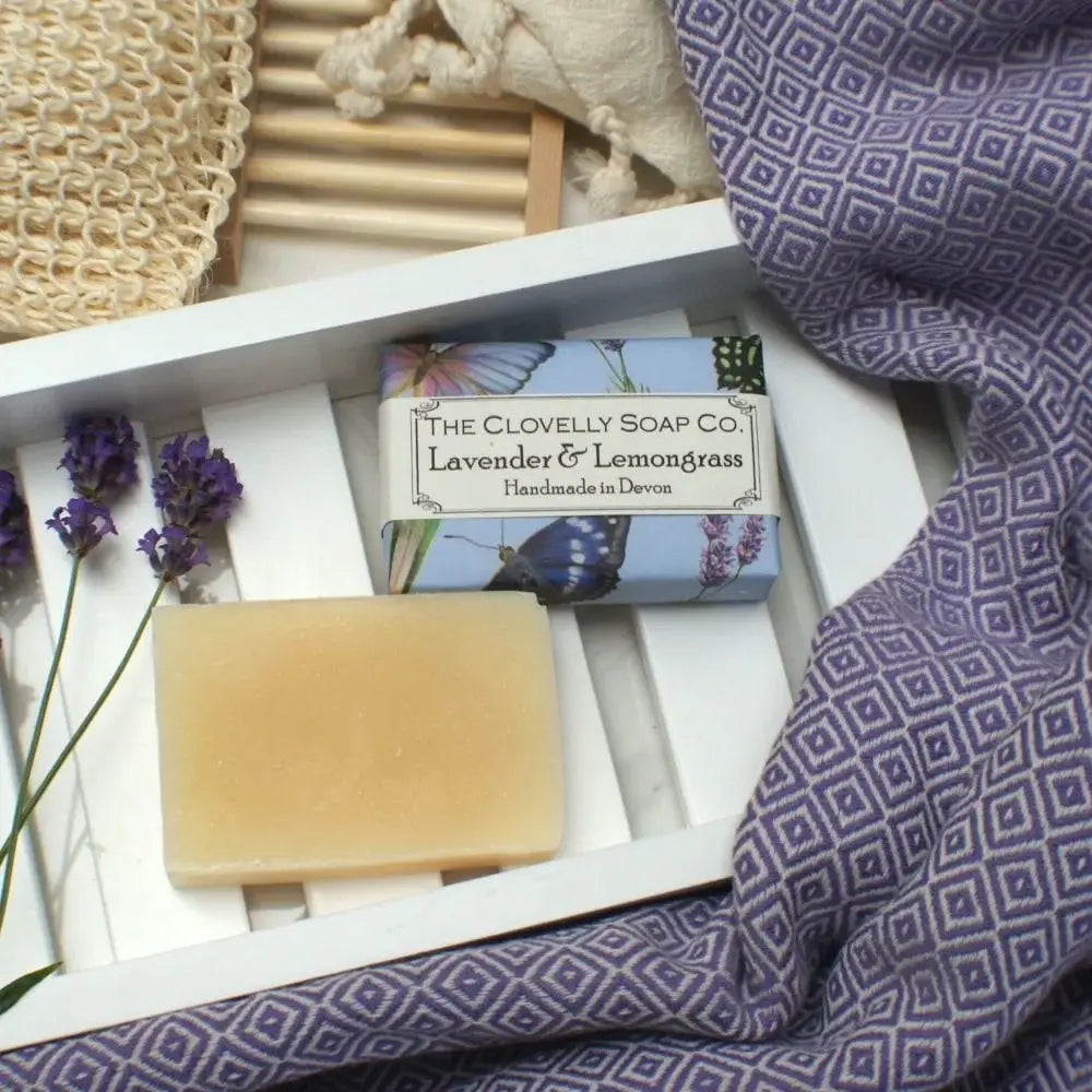 Lavender & Lemongrass Soap Bar: 100g 9cm by 6cm by 2cm
