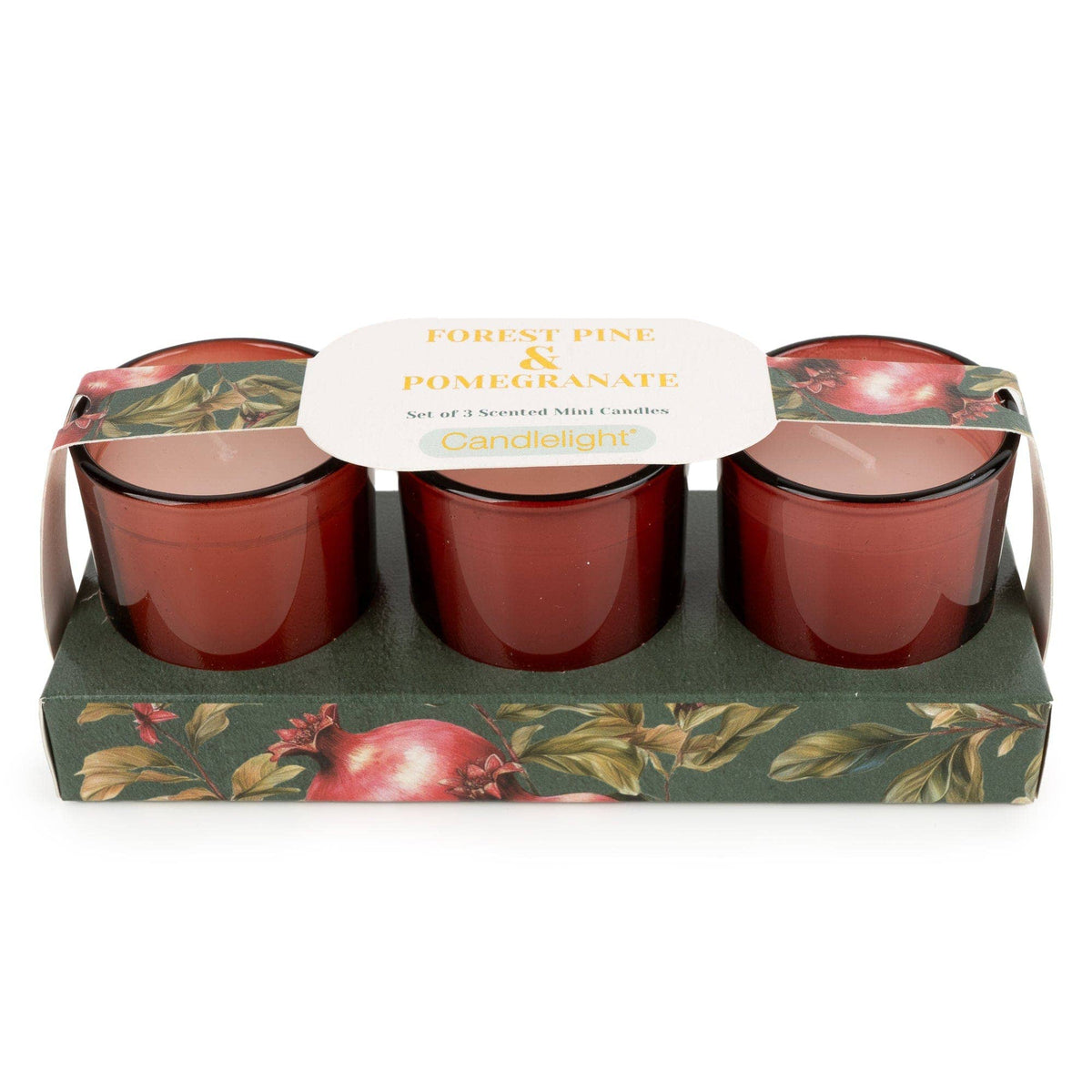 Set of 3 Votive Candles - Forest Pine & Pomegranate
