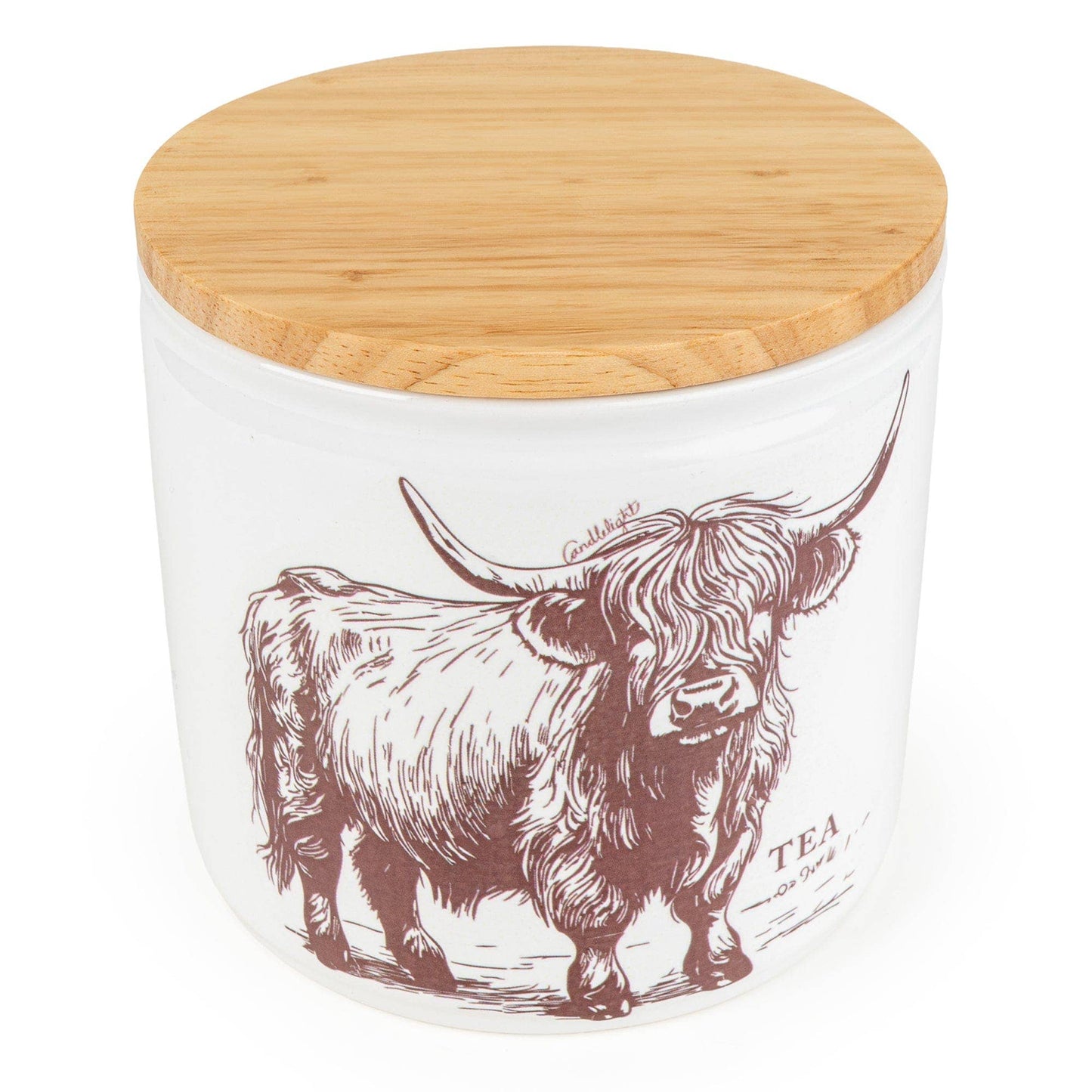 Tea Storage Jar with Wooden Lid - Highland Cow