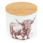 Tea Storage Jar with Wooden Lid - Highland Cow