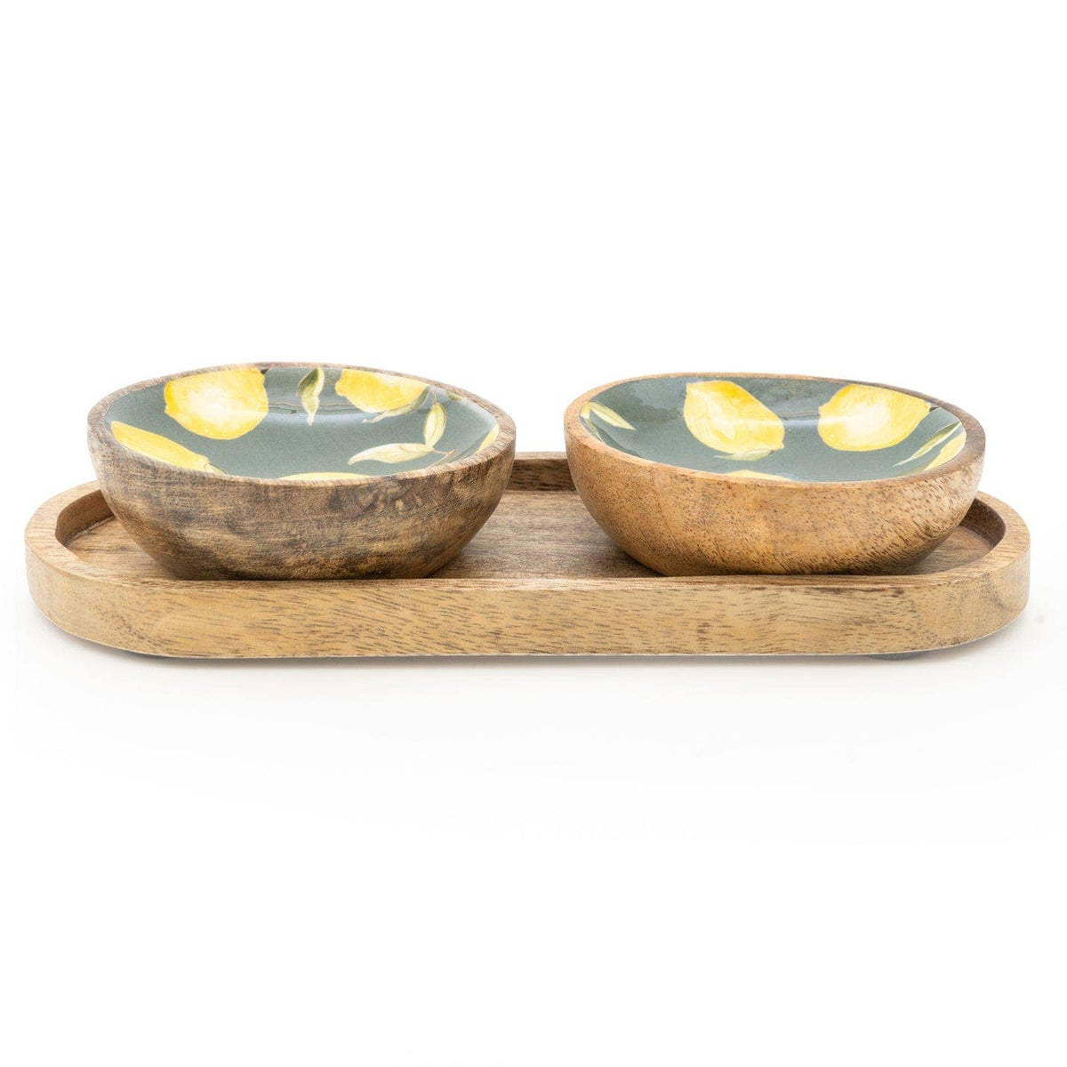 Set of 2 Small Mango Wood Dipping Bowls