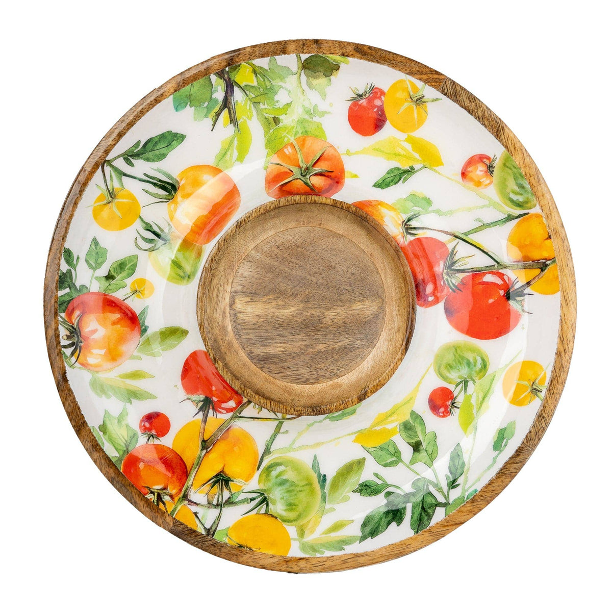 Chip & Dip Dish Mango Wood - Tomatoes