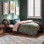 Luna Wood Duvet Cover Set Fern Green: Fern Green / Double