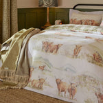 Highland Cattle 100% Cotton Reversible Duvet Cover Set Multi: Multicolour / King
