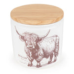Sugar Storage Jar with Wooden Lid - Highland Cow