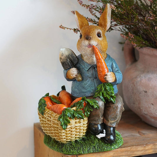 Hungry Rabbit Bunny Resin Ornament Garden Home Statue