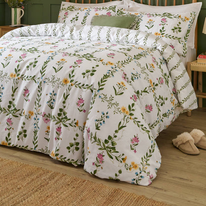 Olivia Reversible 100% Cotton Duvet Cover Set Green: Green