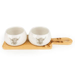 Set of 2 Bowls on Bamboo Tray