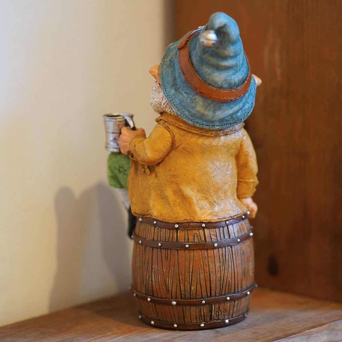 Cask Gnome Resin Ornament Garden Outdoor/Indoor Statue