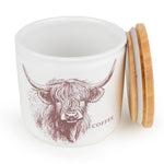 Coffee Storage Jar with Wooden Lid - Highland Cow