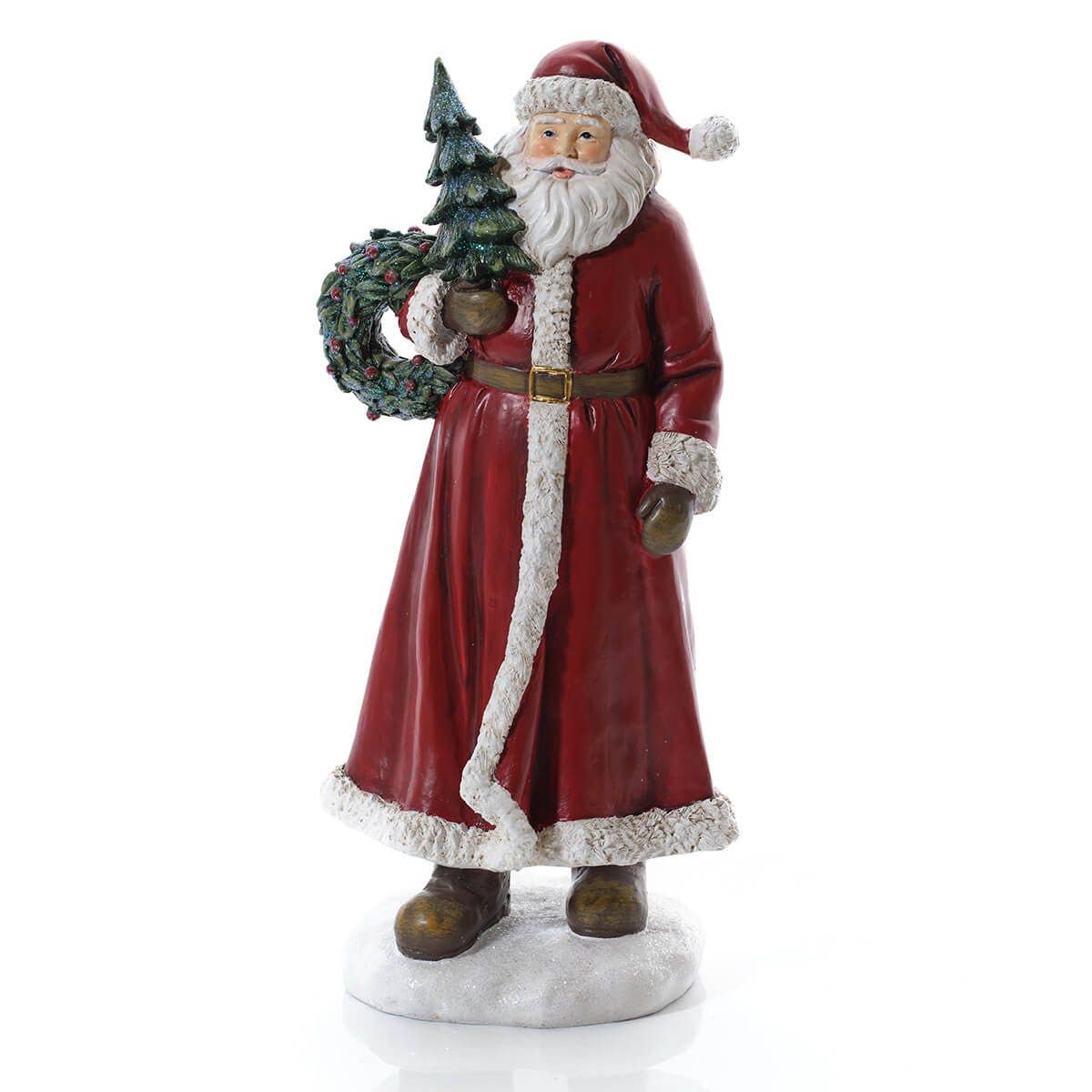 Christmas Large Resin Santa Ornament With Tree And Wreath