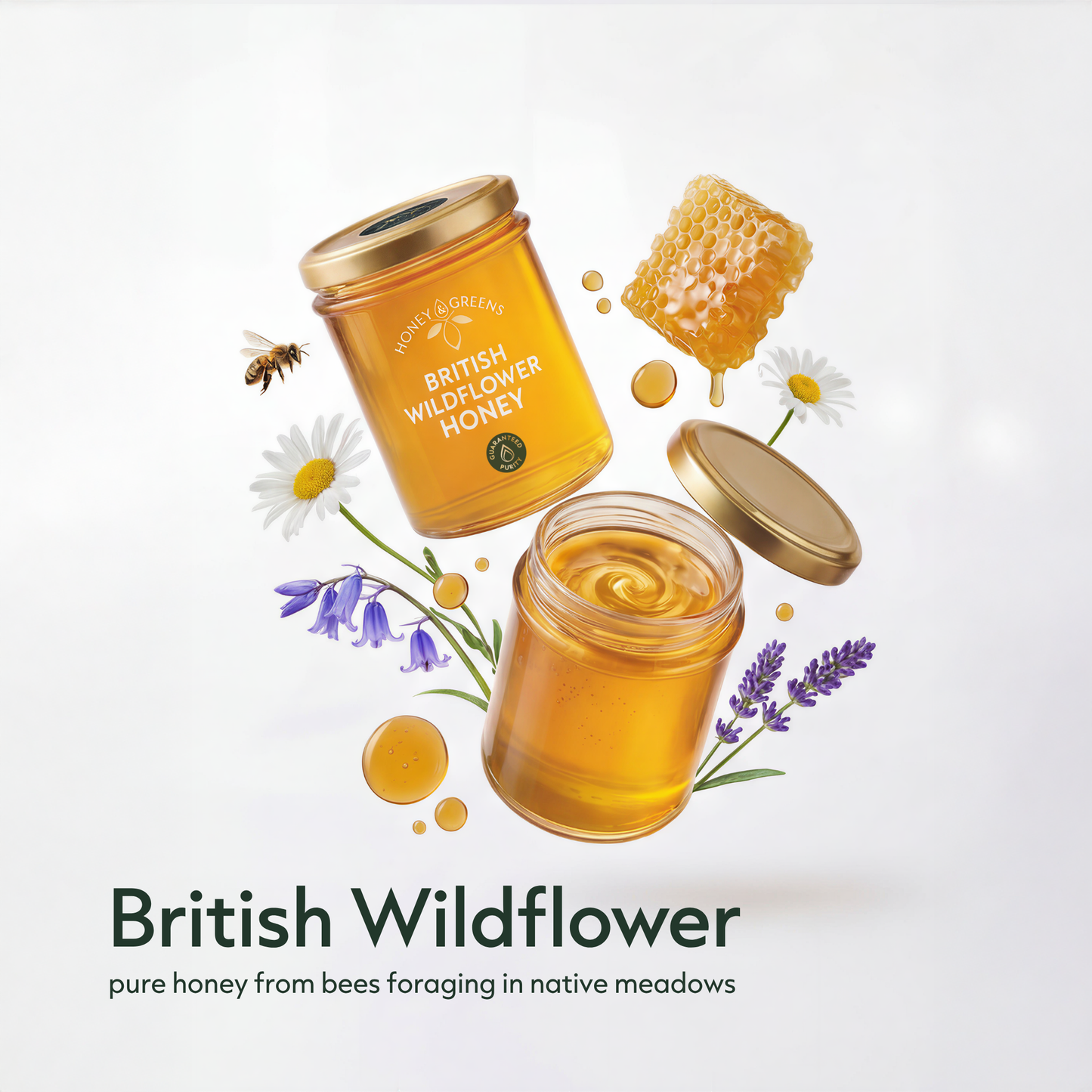British Raw Wildflower Honey - Lab Tested & Certified