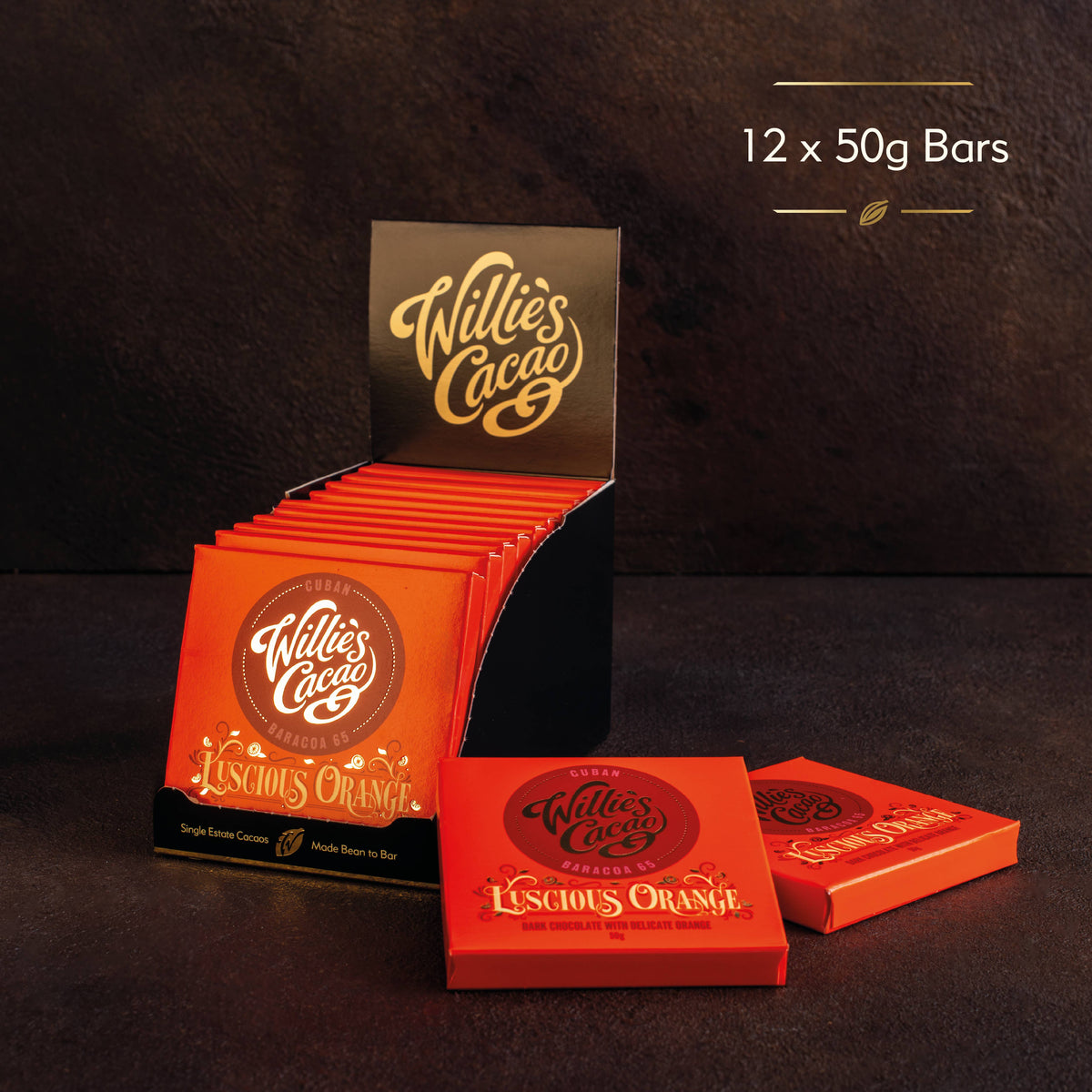 Luscious Orange. Dark chocolate with orange. Vegan. 50g bar