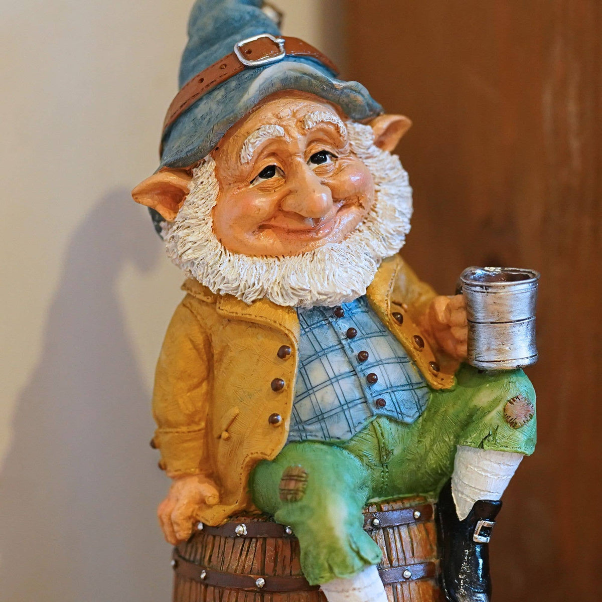 Cask Gnome Resin Ornament Garden Outdoor/Indoor Statue