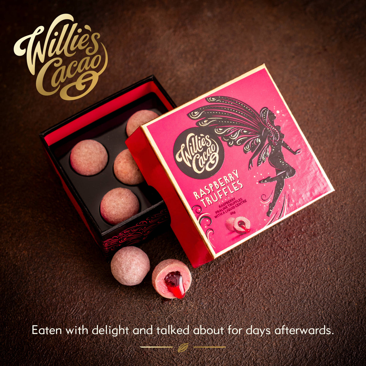 Raspberry Truffles with soft raspberry centre. x5  35g