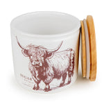 Sugar Storage Jar with Wooden Lid - Highland Cow