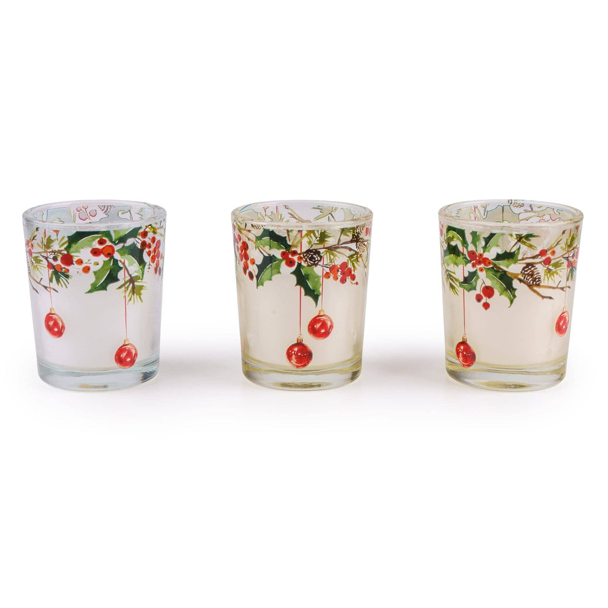 Set of 3 Votives - Ribbon & Bows in Cream