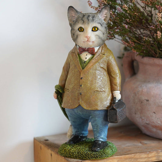 Tabby Cat Resin Ornament Garden Home Statue