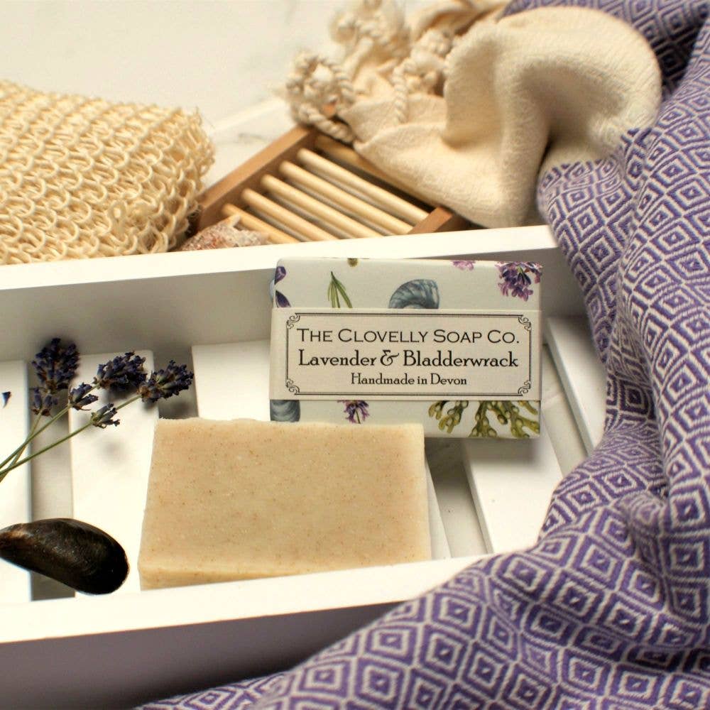 Lavender & Bladderwrack Soap: 100g 9cm by 6cm by 2cm