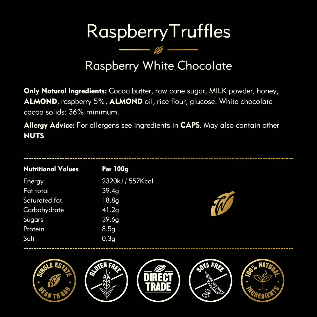 Raspberry Truffles with soft raspberry centre. x5  35g