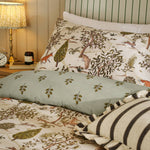 Fable Printed Reversible Duvet Cover Set Willow Green: Willow Green / Single