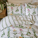 Olivia Reversible 100% Cotton Duvet Cover Set Green: Green