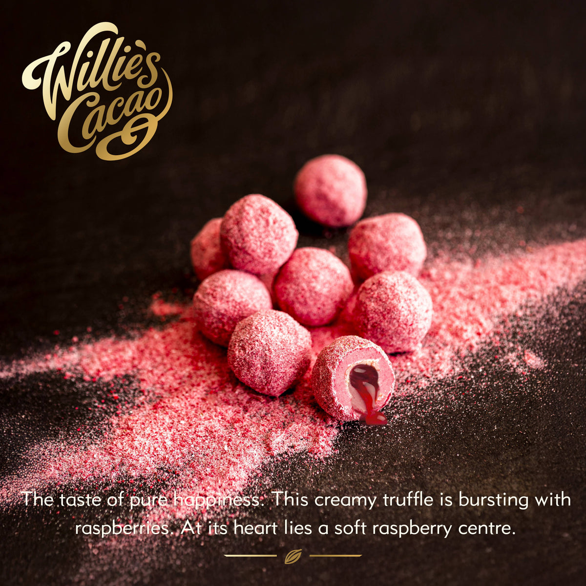 Raspberry Truffles with soft raspberry centre. x5  35g