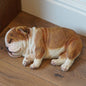 Sleeping Bulldog Resin Ornament Garden Home Statue Puppy