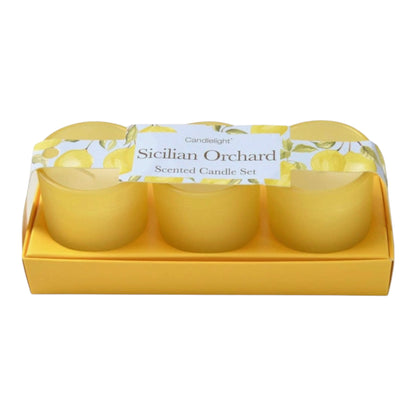 Sicilian Orchard S/3 Mini Votives with Lemon Grove Scent