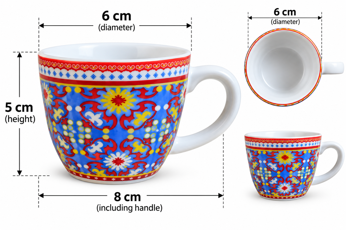 Set of 6 Italian Espresso Cups – 3 Colour Variations