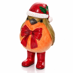 Robin Resin Ornament With Bow And Hat