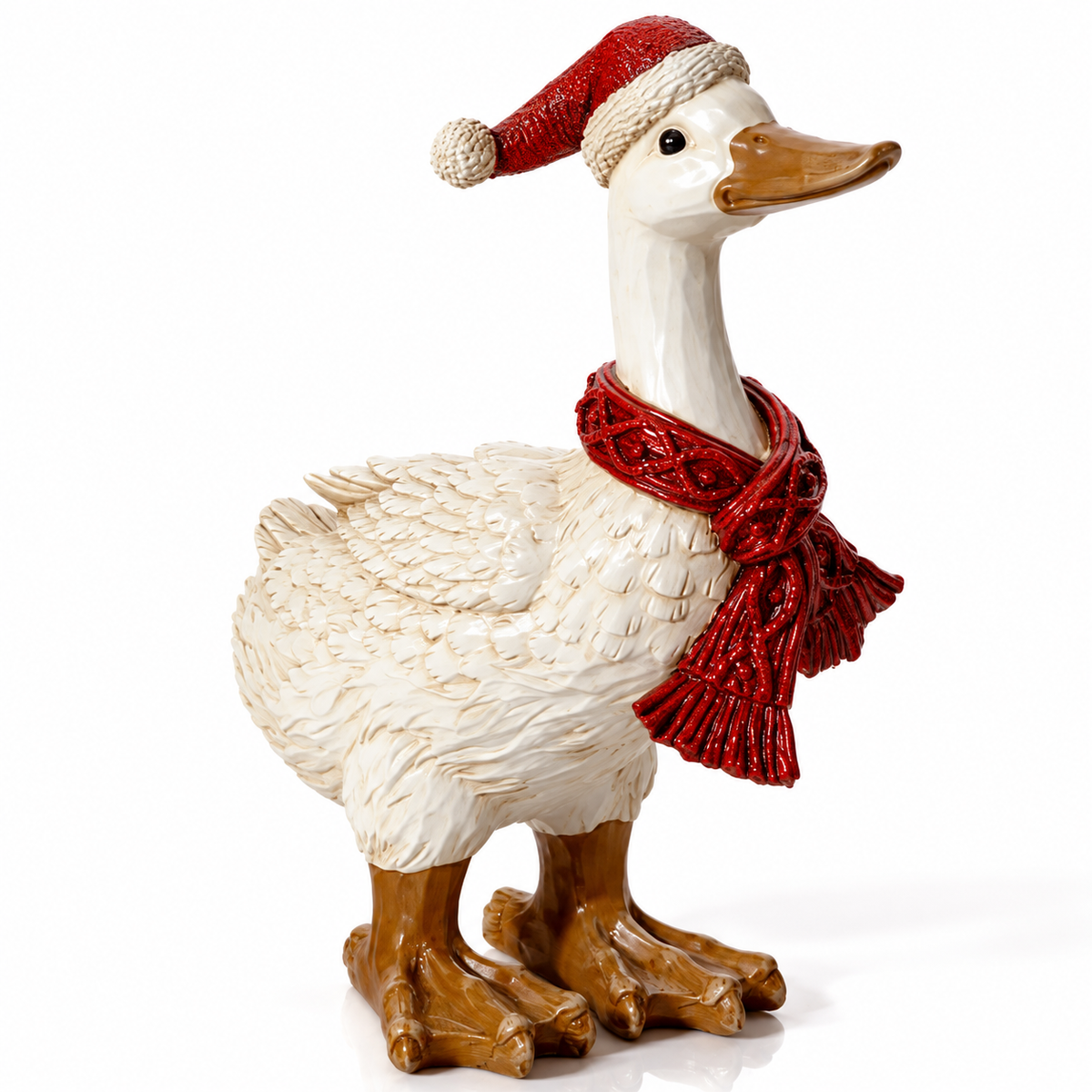 Christmas Resin Duck With Red Scarf And Hat Ornament