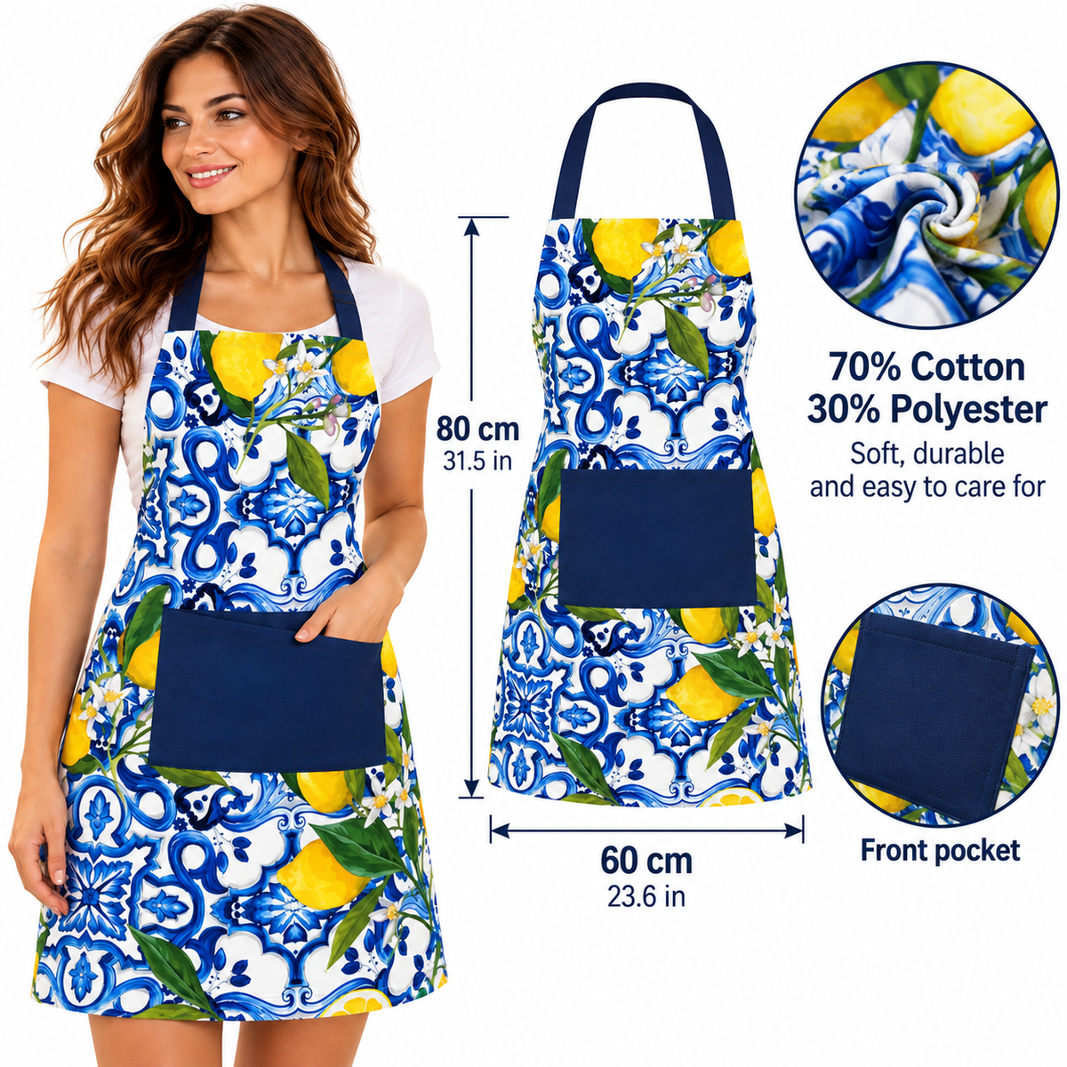 Inspired Apron – Lemon Sicilian Majolica Design