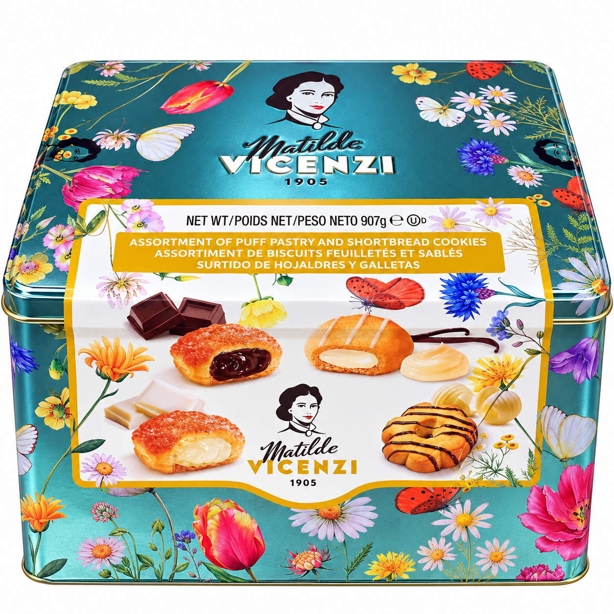 Matilde Vicenzi Assorted Puff Pastry and Shortbread Biscuits Tin 907g