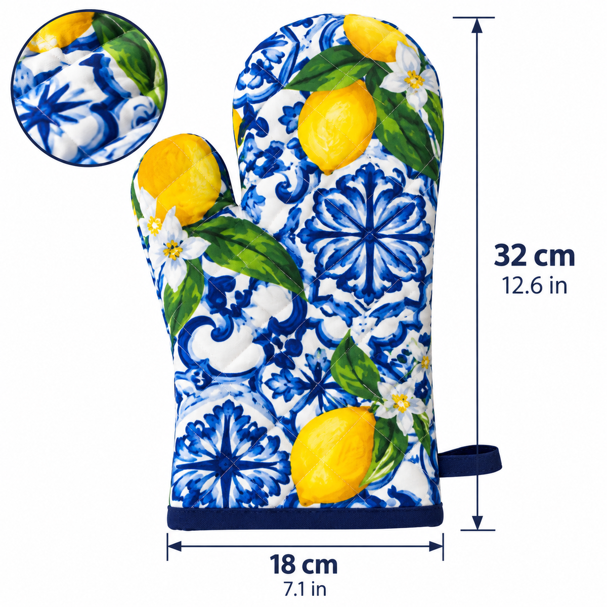Italian Kitchen Oven Glove – Lemon Sicilian Majolica Design