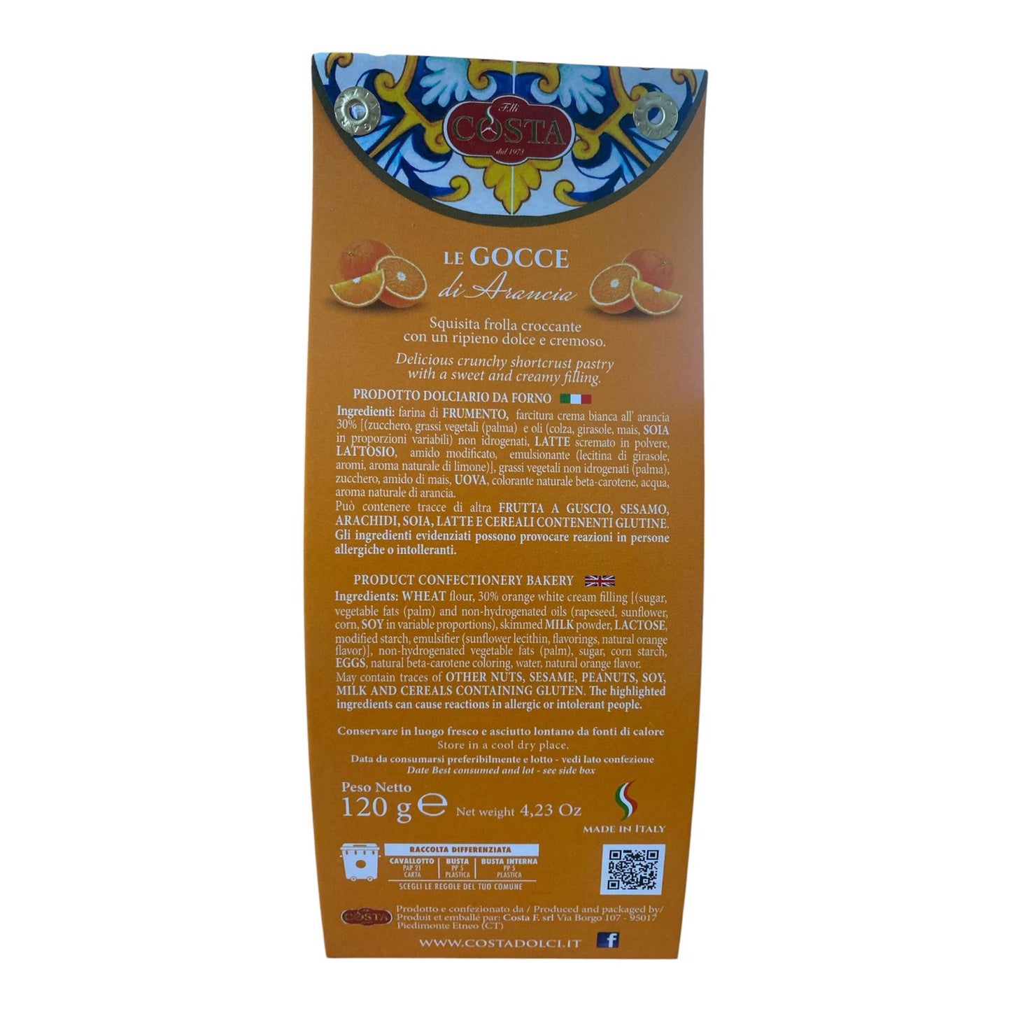 Gocce alla crema d'arancia - Orange Sicilian Biscuit 120g