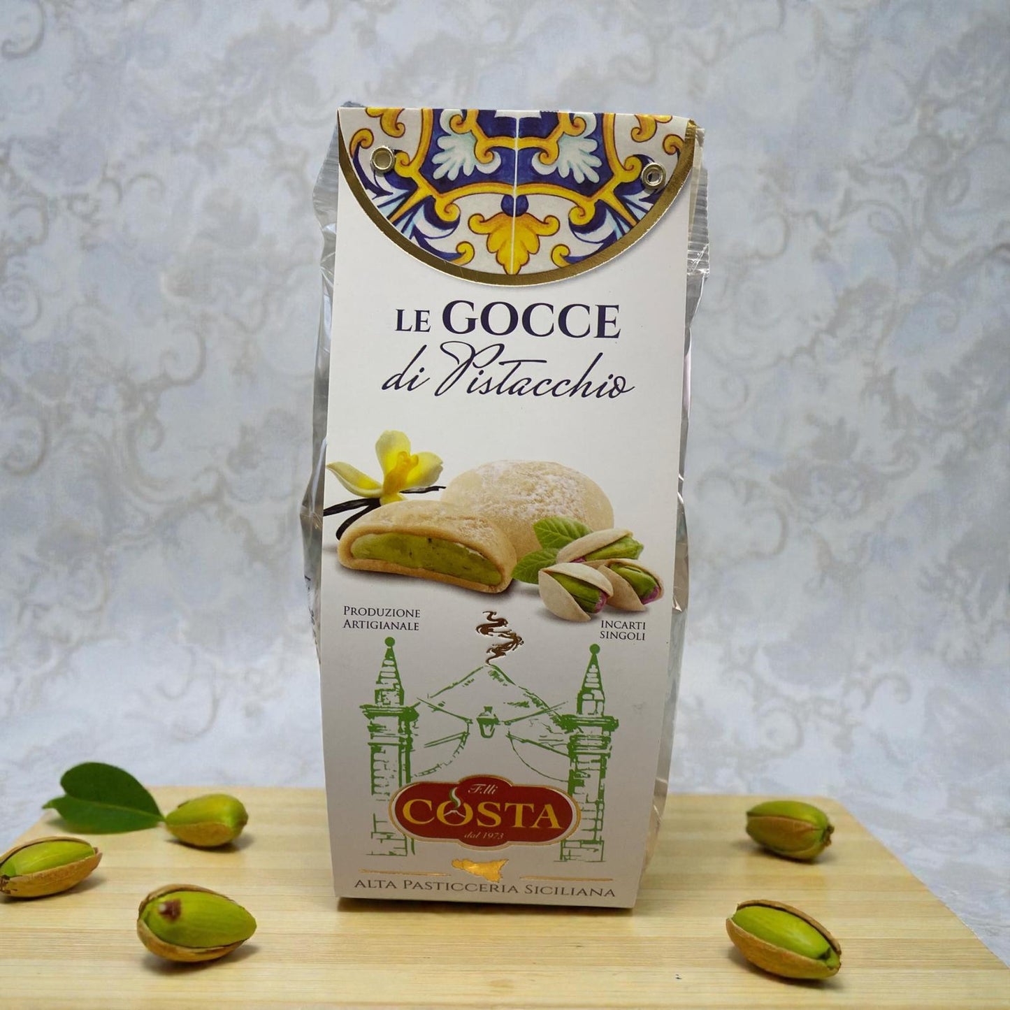 Gocce Vaniglia e Pistacchio Pistachio and Vanilla Sicilian Biscuit 120g